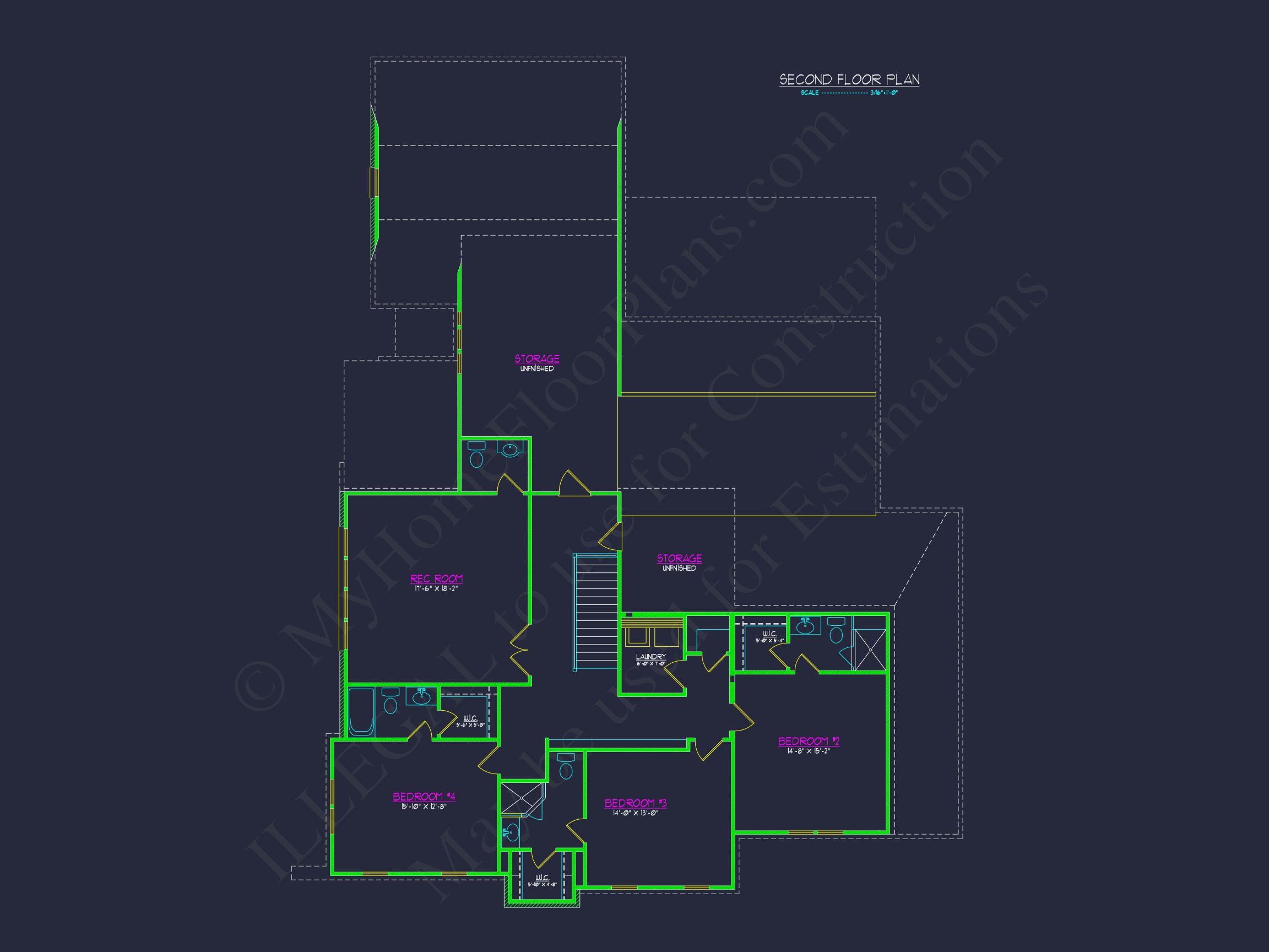 Expansive 5-Bedroom Home Plan with Blueprint and CAD Designs