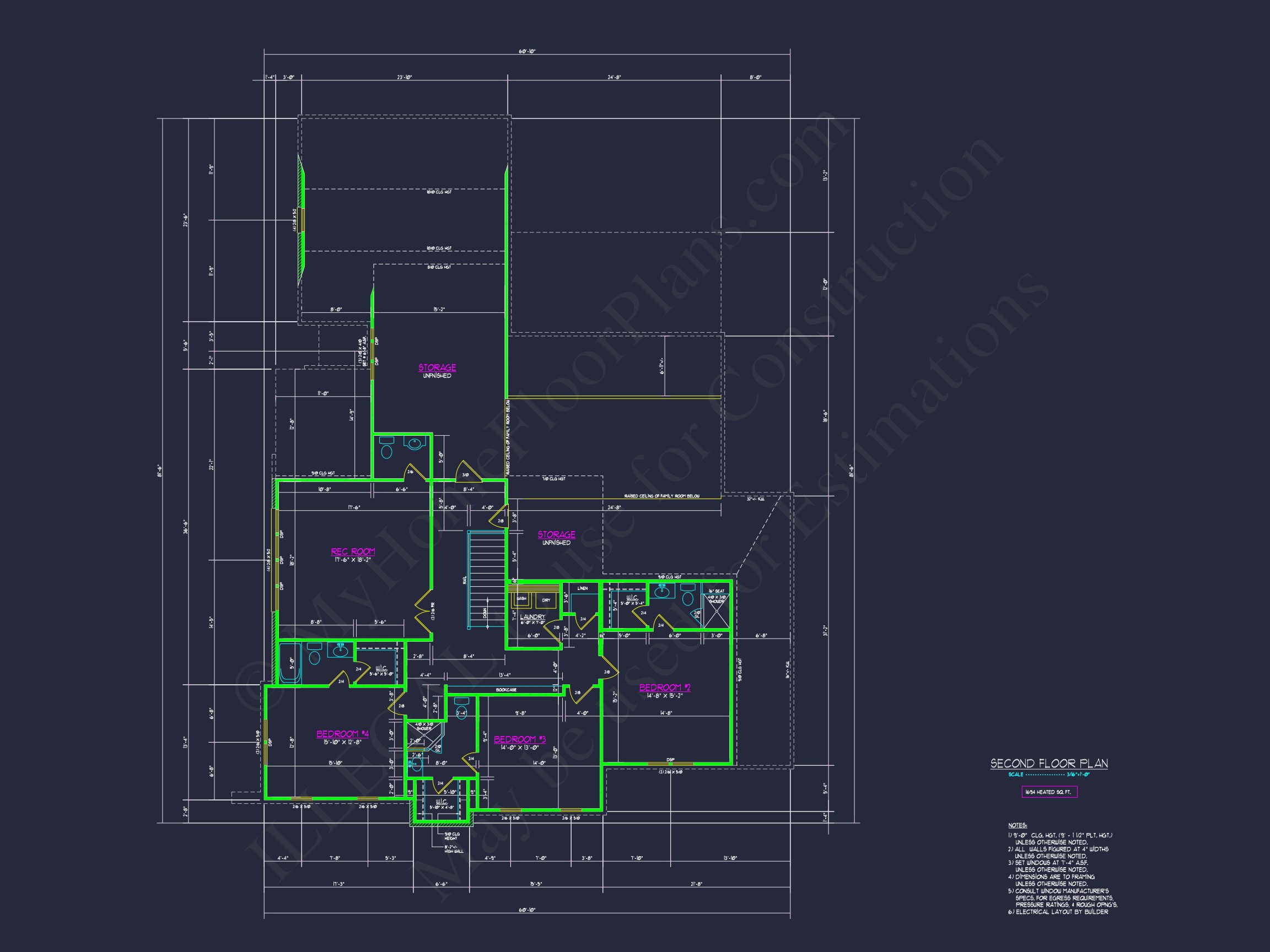 Expansive 5-Bedroom Home Plan with Blueprint and CAD Designs