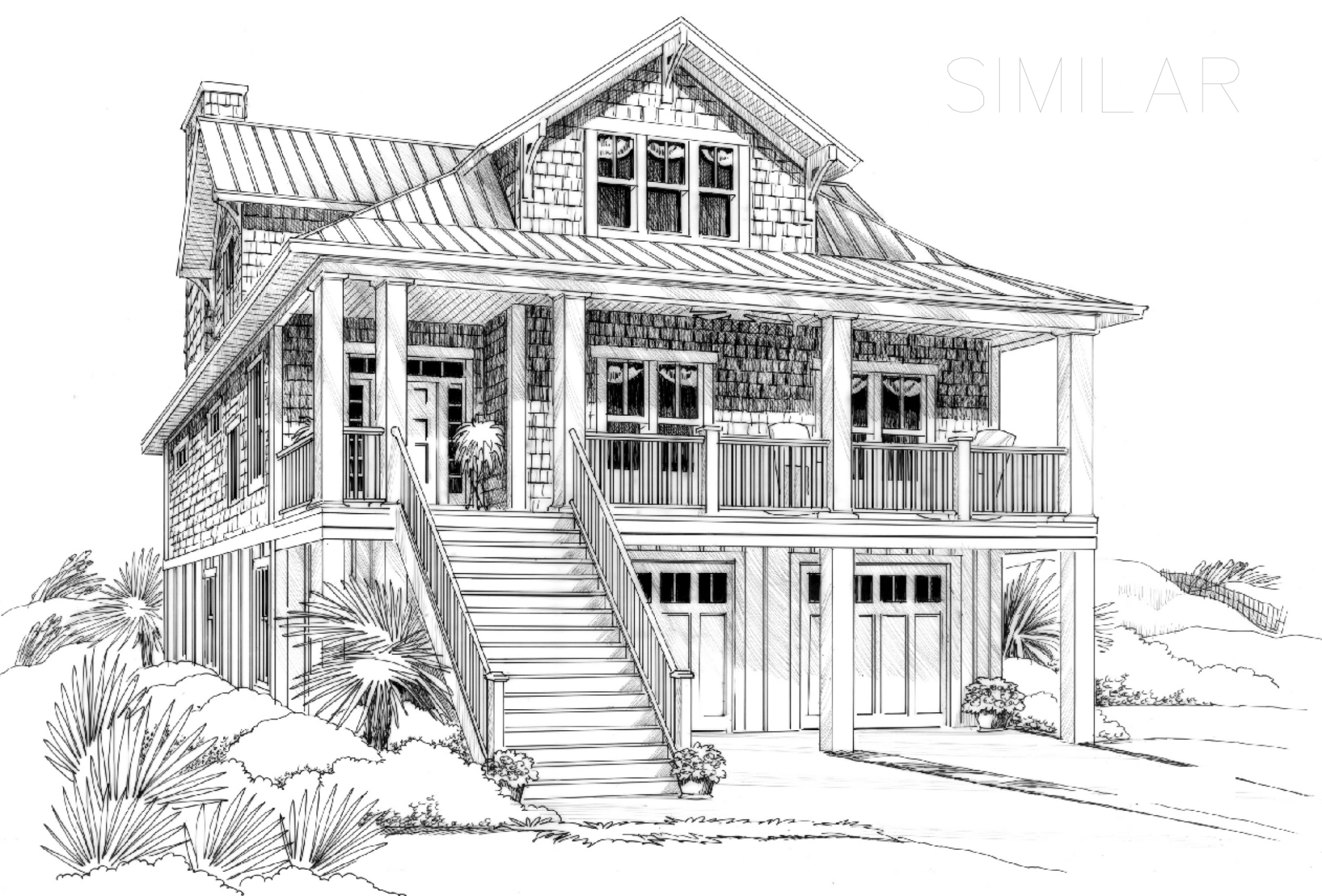 Expansive Coastal Home Plan with 4 Bedrooms and 3 Stories