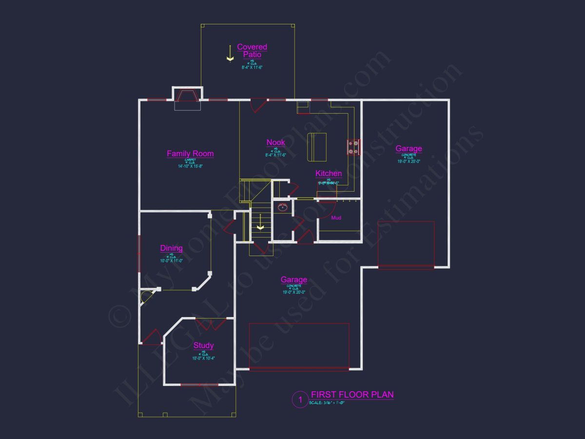 Expansive Colonial Farmhouse house Plan with 3 Floors