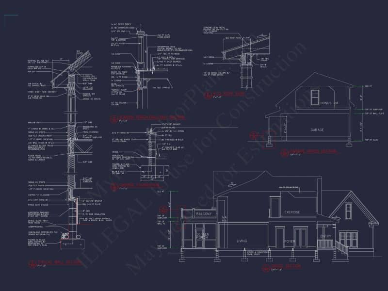 Expansive house Plan with 6 Baths, CAD Designs & Features