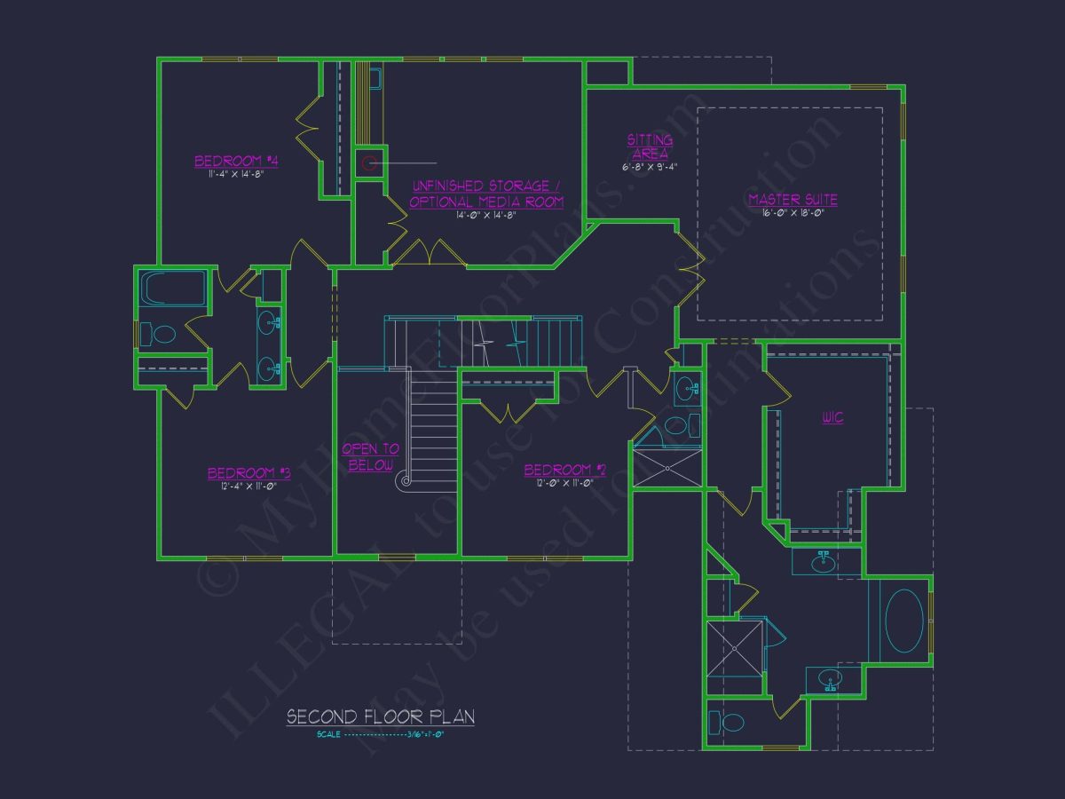 Explore Modern house Floor Plan: CAD Blueprint Designs