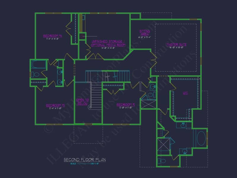 Explore Modern house Floor Plan: CAD Blueprint Designs