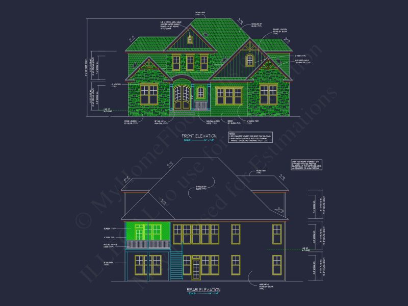 Explore Stunning house Plan Designs with 2-Story CAD Blueprints