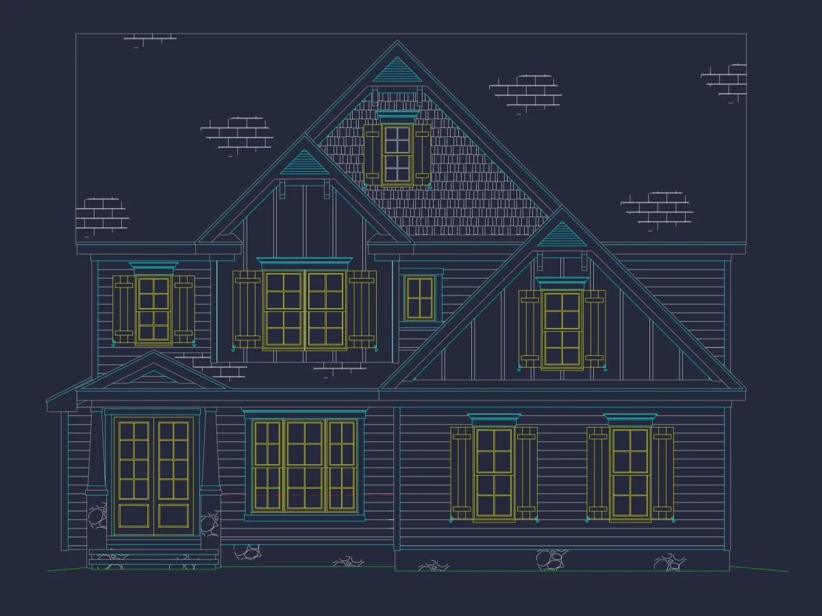 Explore a Traditional 2.5-Story house Plan with CAD Designs