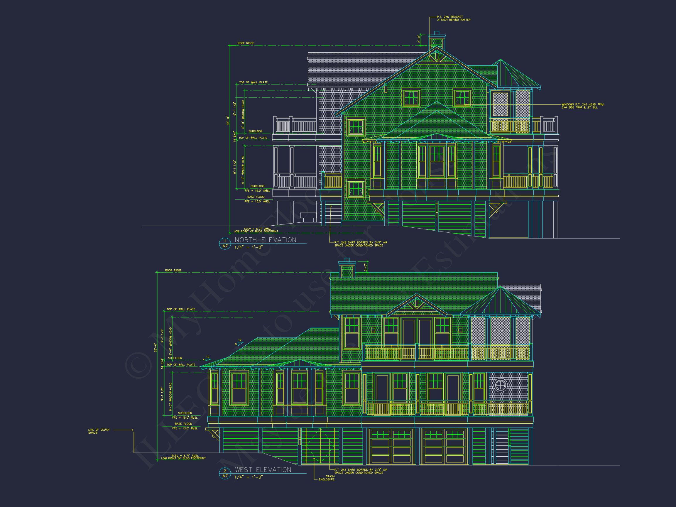 Exquisite 2-Story house Plan with 3 Bedrooms & Coastal Charm