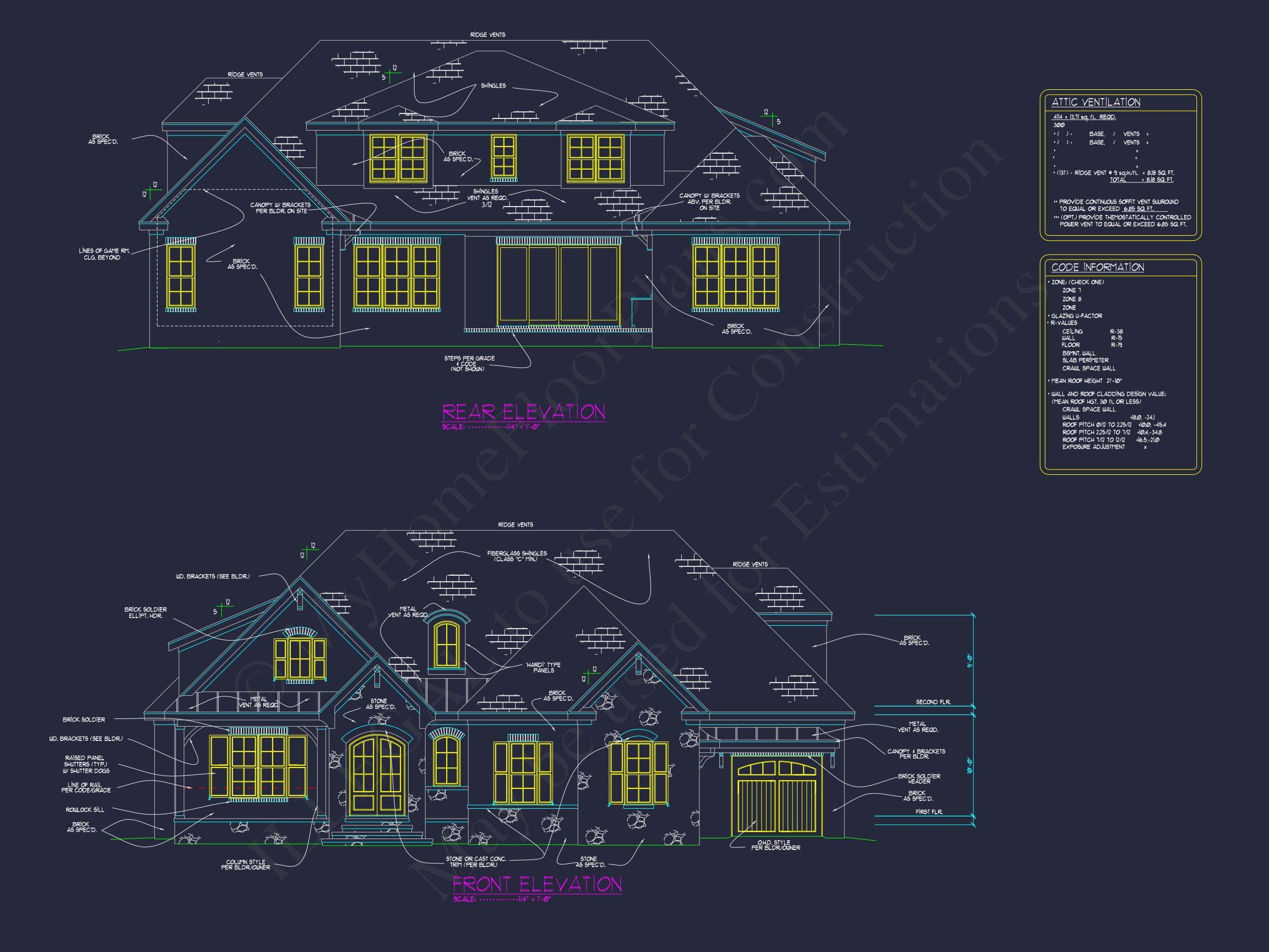 Exquisite house Plan with 5 Beds,4 Baths,2 Floors,& CAD Designs