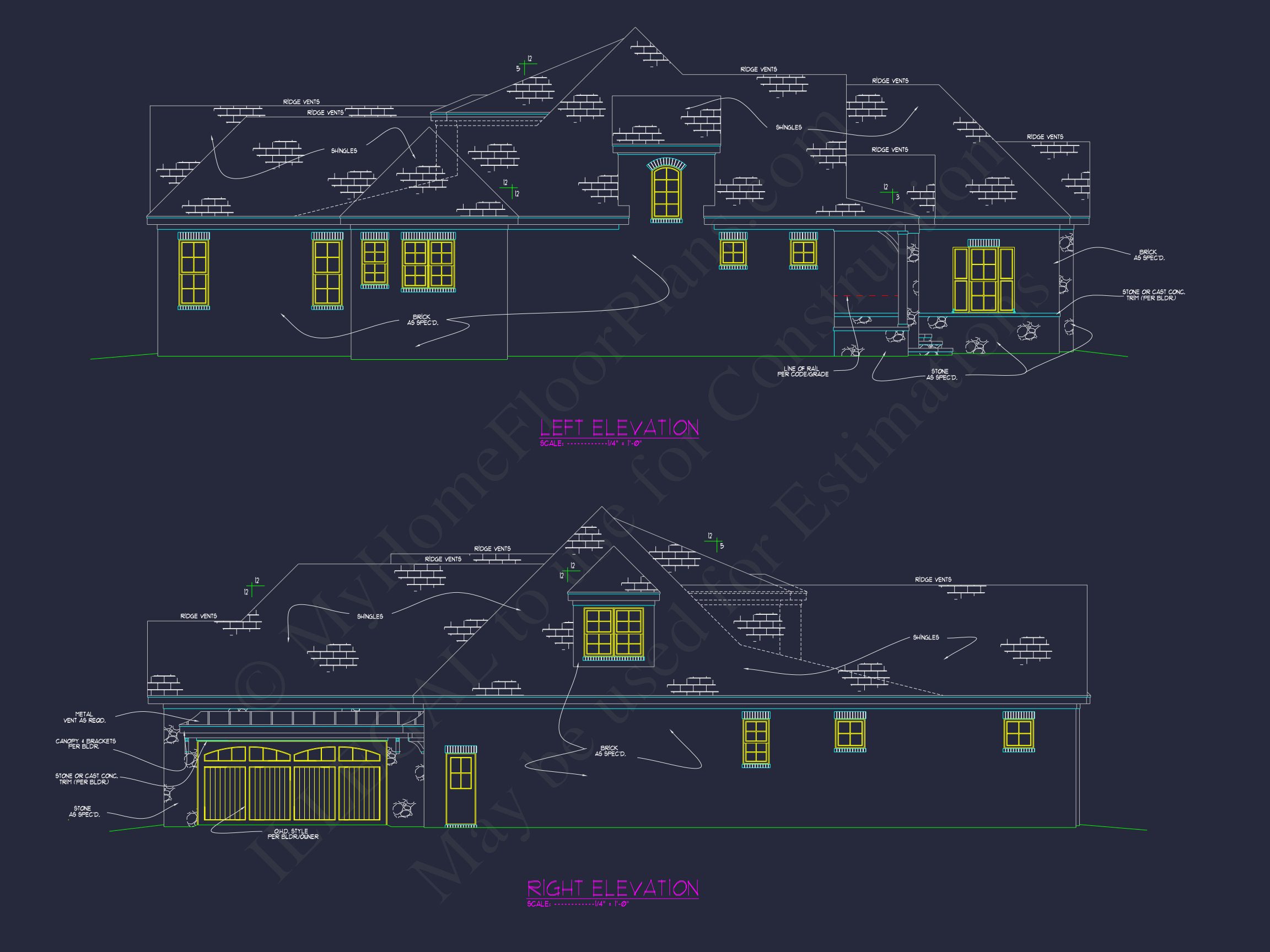 Exquisite house Plan with 5 Beds,4 Baths,2 Floors,& CAD Designs