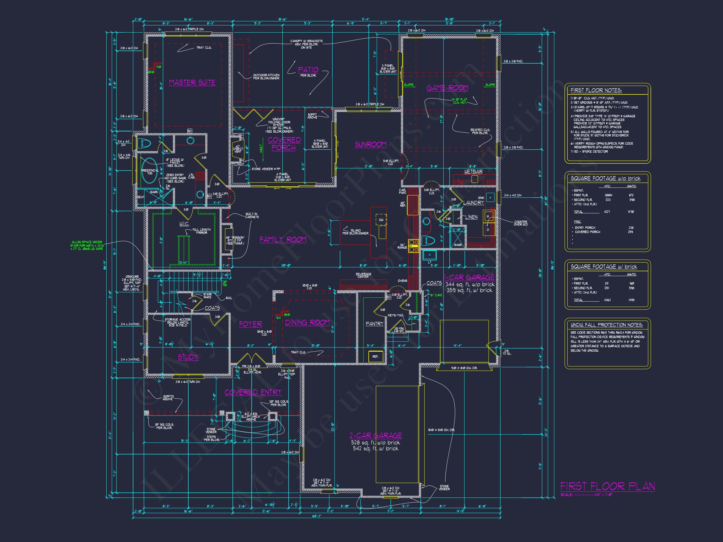 Exquisite house Plan with 5 Beds,4 Baths,2 Floors,& CAD Designs