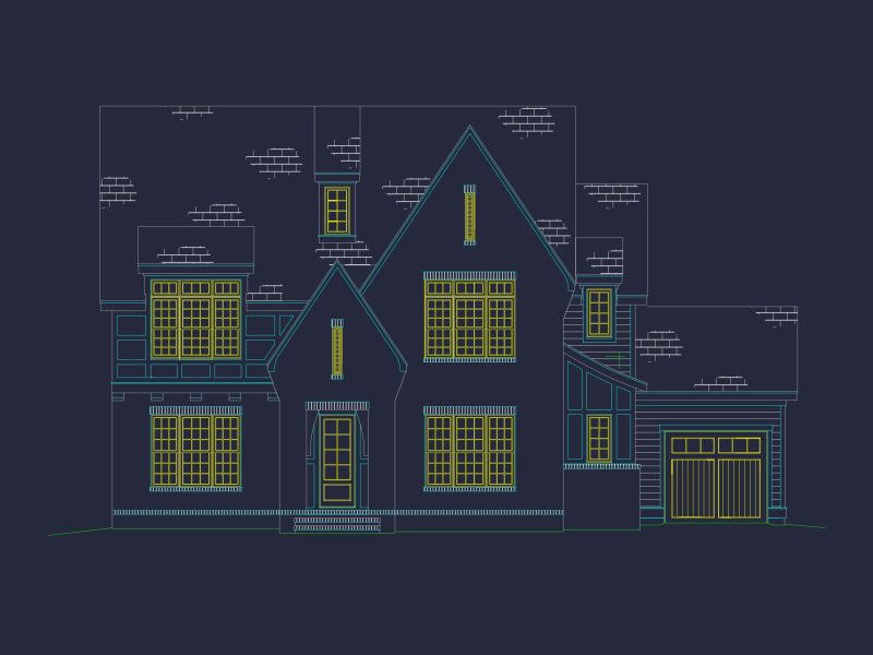 Farmhouse house Floor Plan with CAD Blueprint Designs