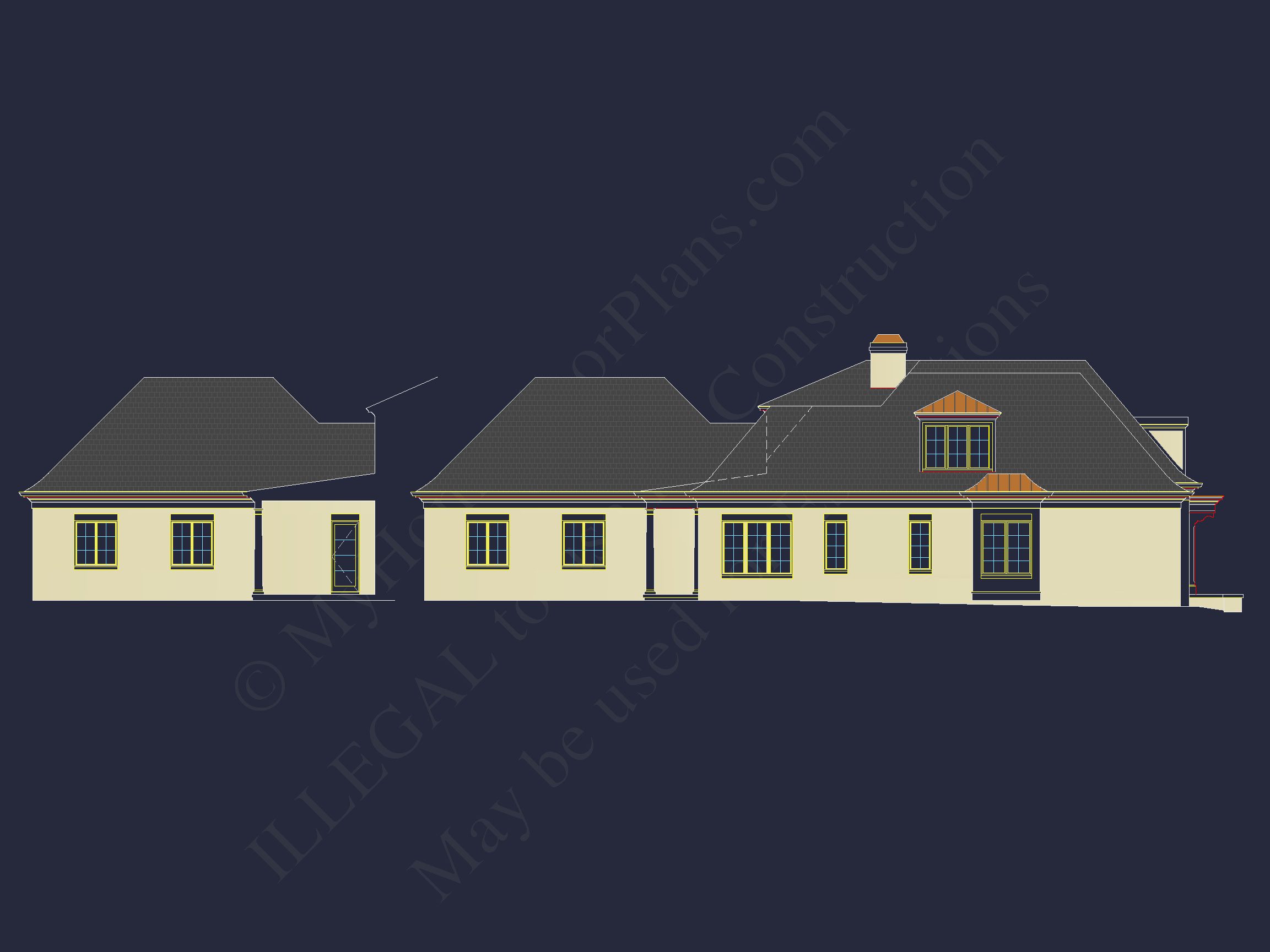 French Country 2-Story Home Plan: 4-Bed,3.5 Bath,Blueprint