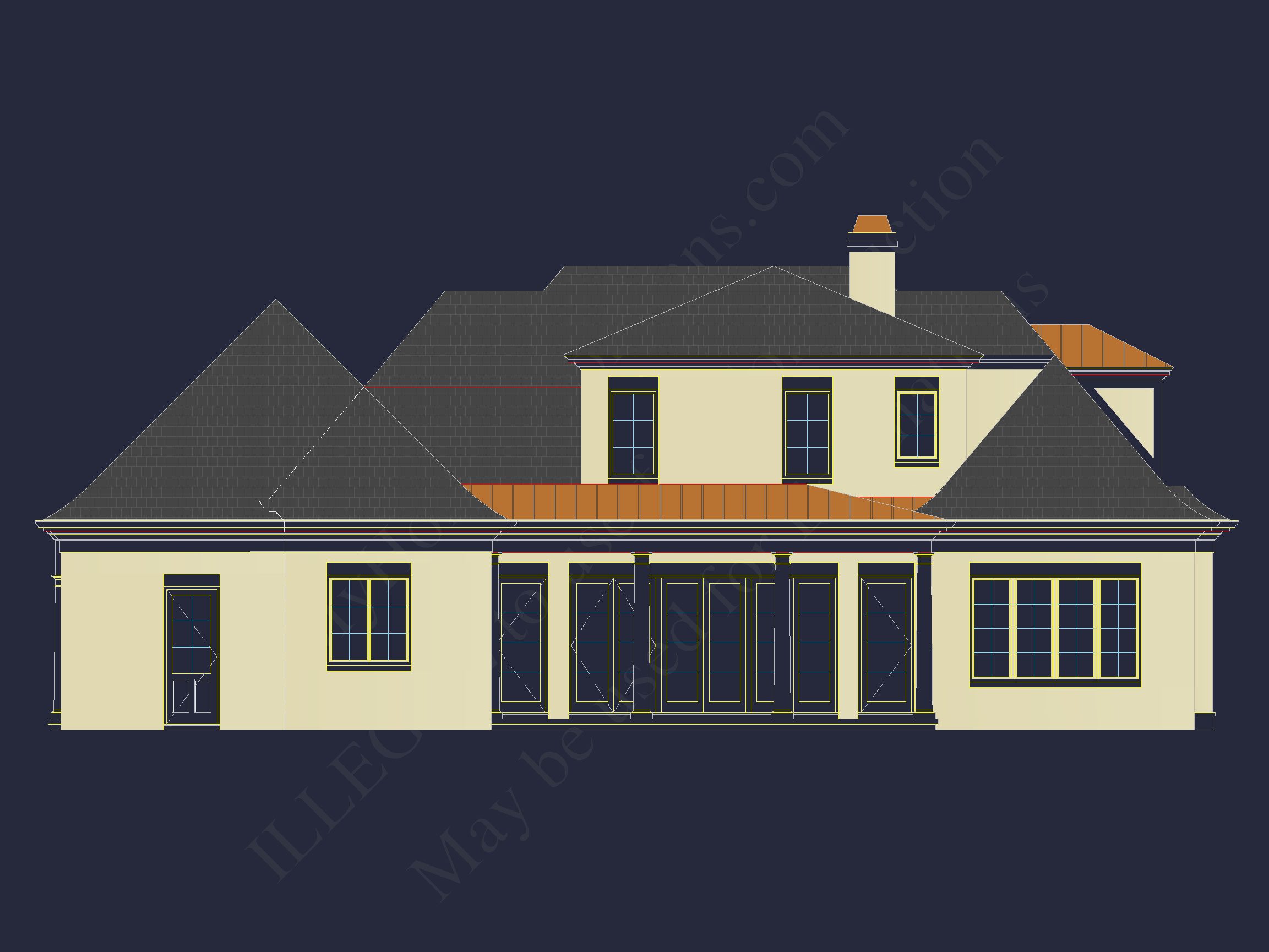 French Country 2-Story Home Plan: 4-Bed,3.5 Bath,Blueprint