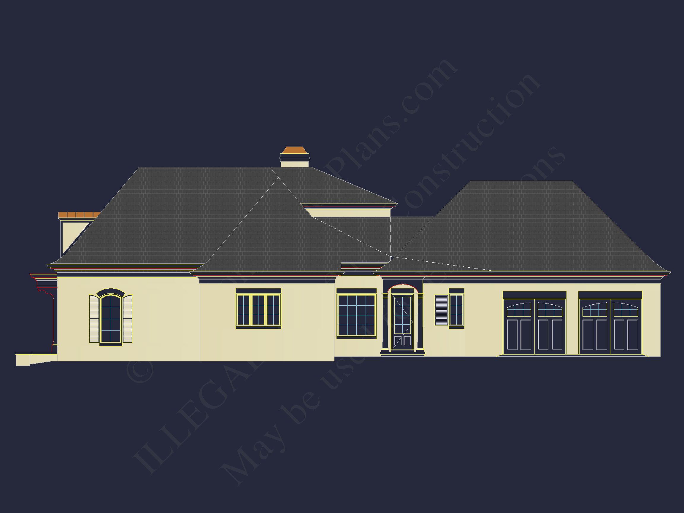 French Country 2-Story Home Plan: 4-Bed,3.5 Bath,Blueprint