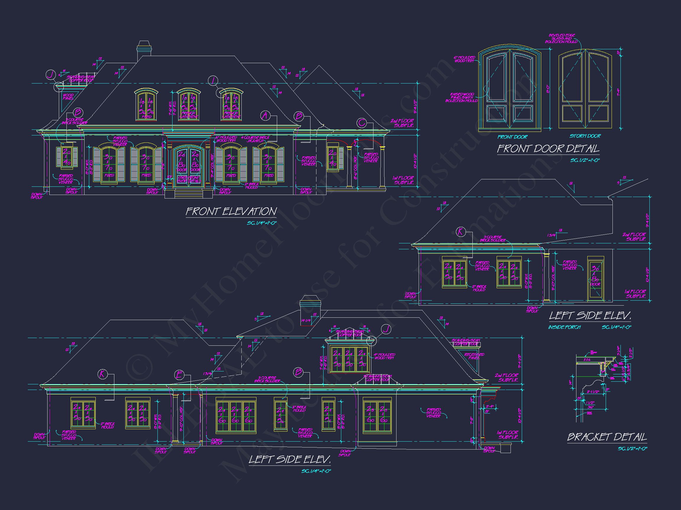 French Country 2-Story Home Plan: 4-Bed,3.5 Bath,Blueprint