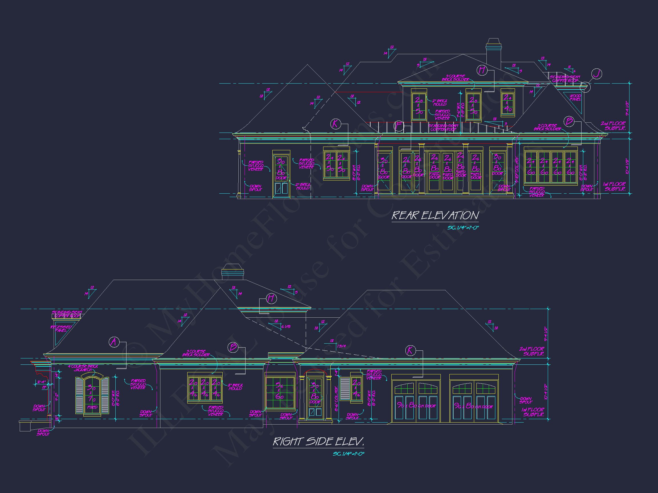 French Country 2-Story Home Plan: 4-Bed,3.5 Bath,Blueprint