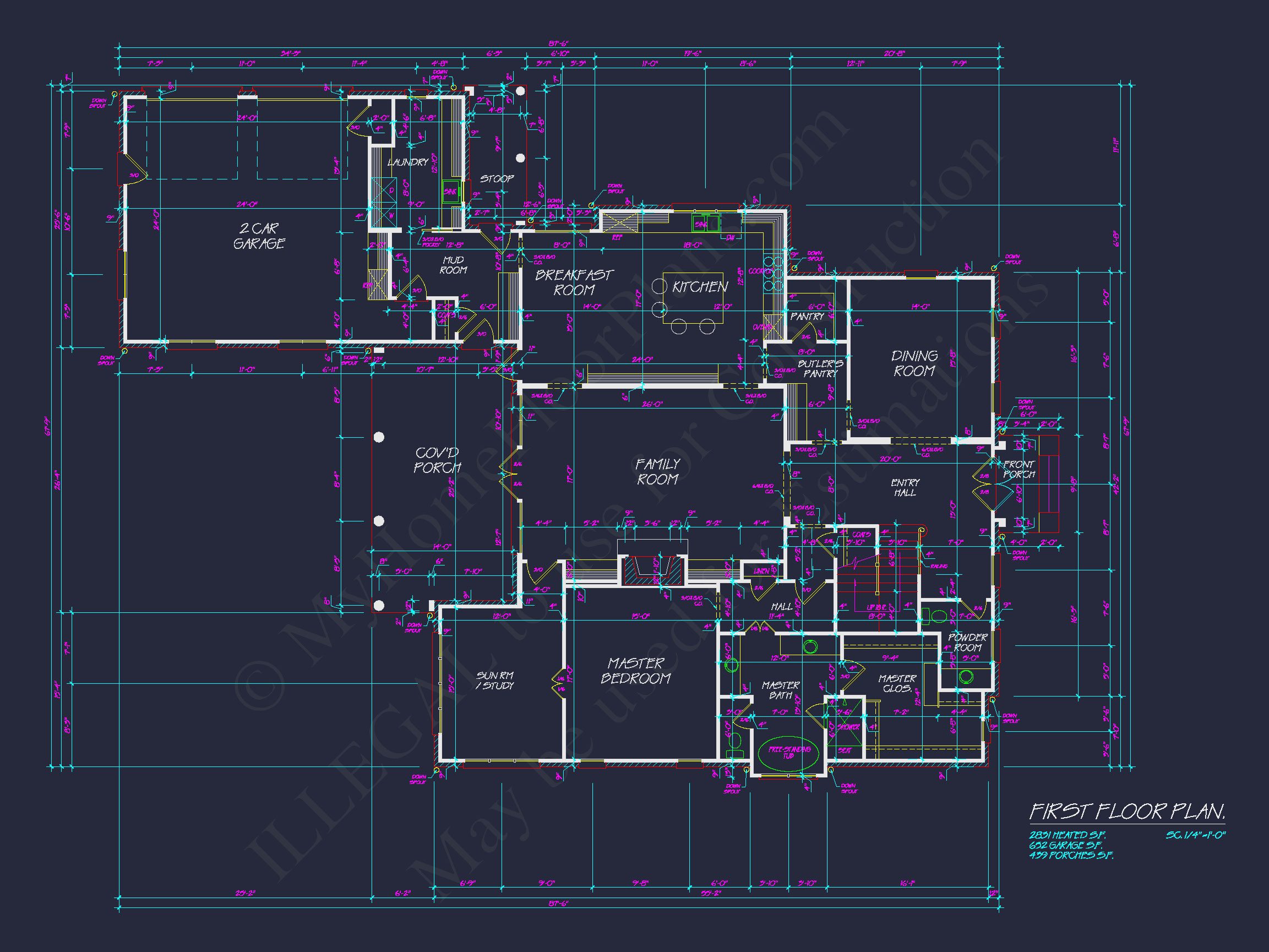 French Country 2-Story Home Plan: 4-Bed,3.5 Bath,Blueprint