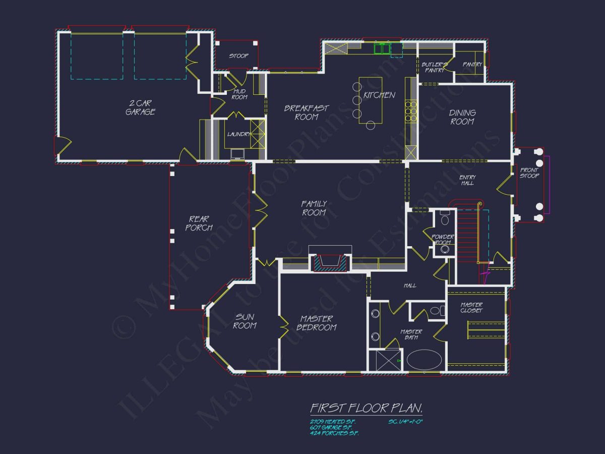 French Country house Blueprint - Architectural Designs & CAD Plan
