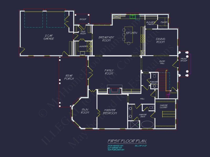 French Country house Blueprint - Architectural Designs & CAD Plan