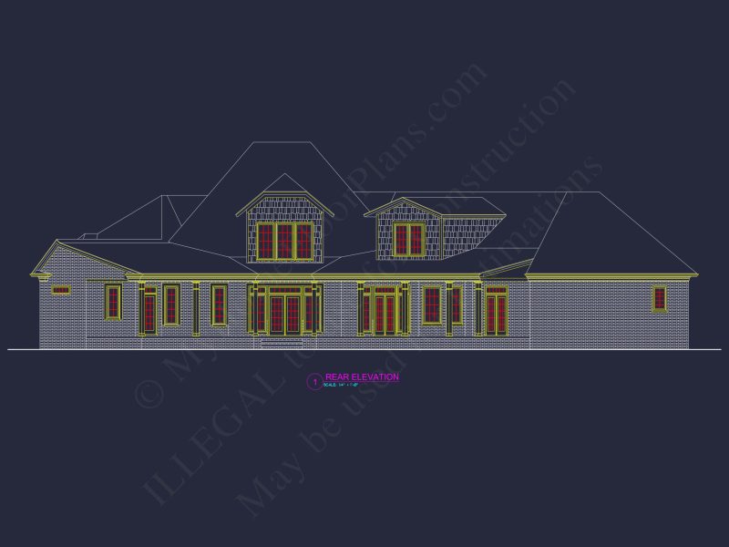 French Country house Plan - 2 Story, 3 Bed, 3 Bath Blueprint Design