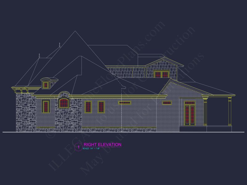 French Country house Plan - 2 Story, 3 Bed, 3 Bath Blueprint Design