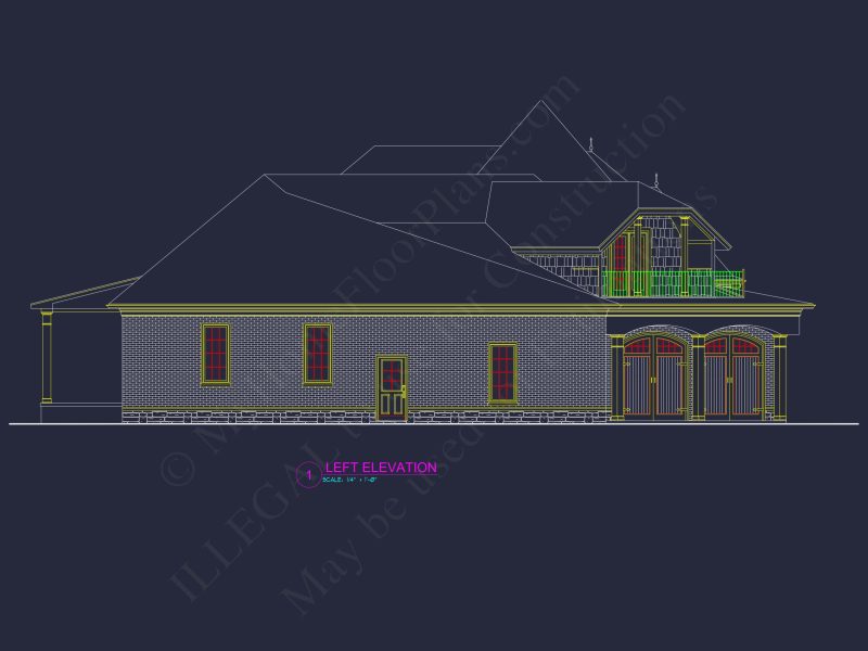 French Country house Plan - 2 Story, 3 Bed, 3 Bath Blueprint Design