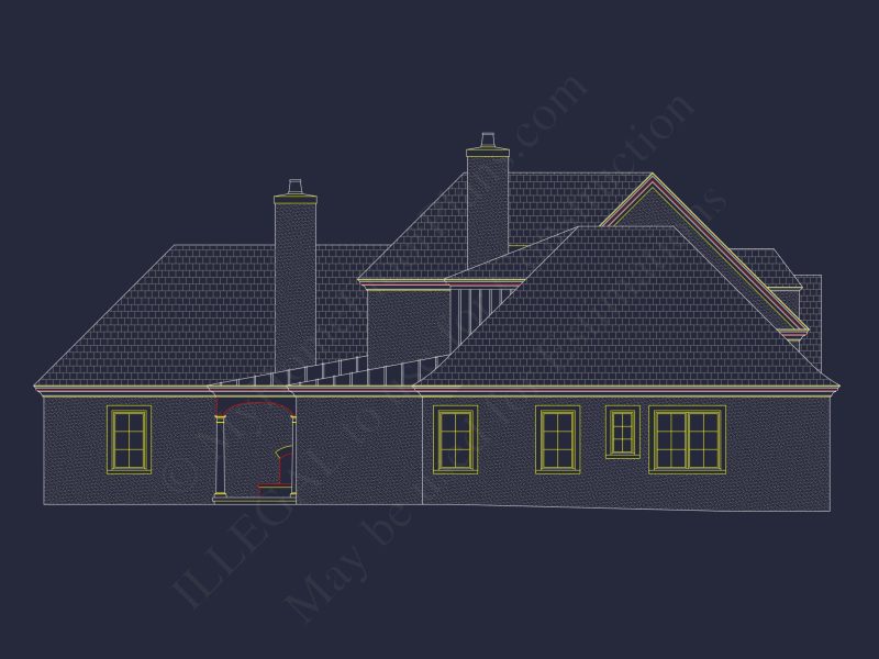 French Country house Plan with 2 Floors, 4 Beds, & CAD Blueprint