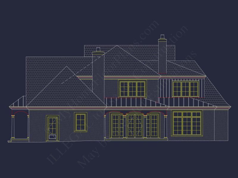 French Country house Plan with 2 Floors, 4 Beds, & CAD Blueprint