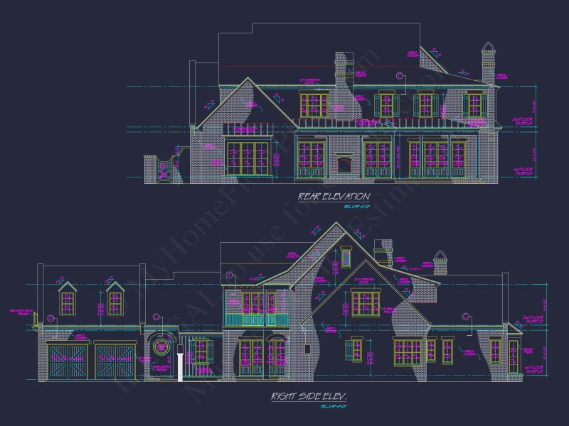 French Country house Plan with 5 Bedrooms and Spacious CAD Design