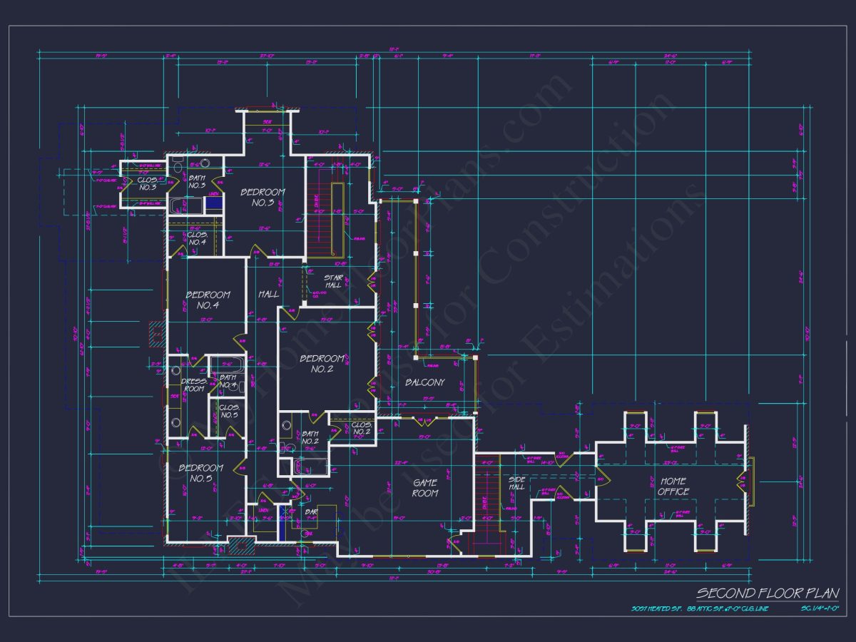 French Country house Plan with 5 Bedrooms and Spacious CAD Design
