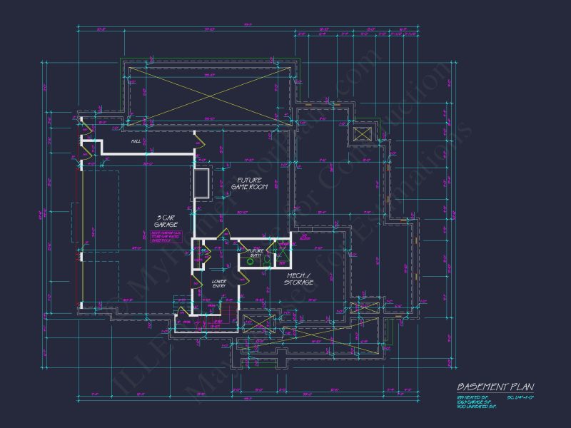 French Country house Plan with 5 Bedrooms, 2-Story CAD Blueprint
