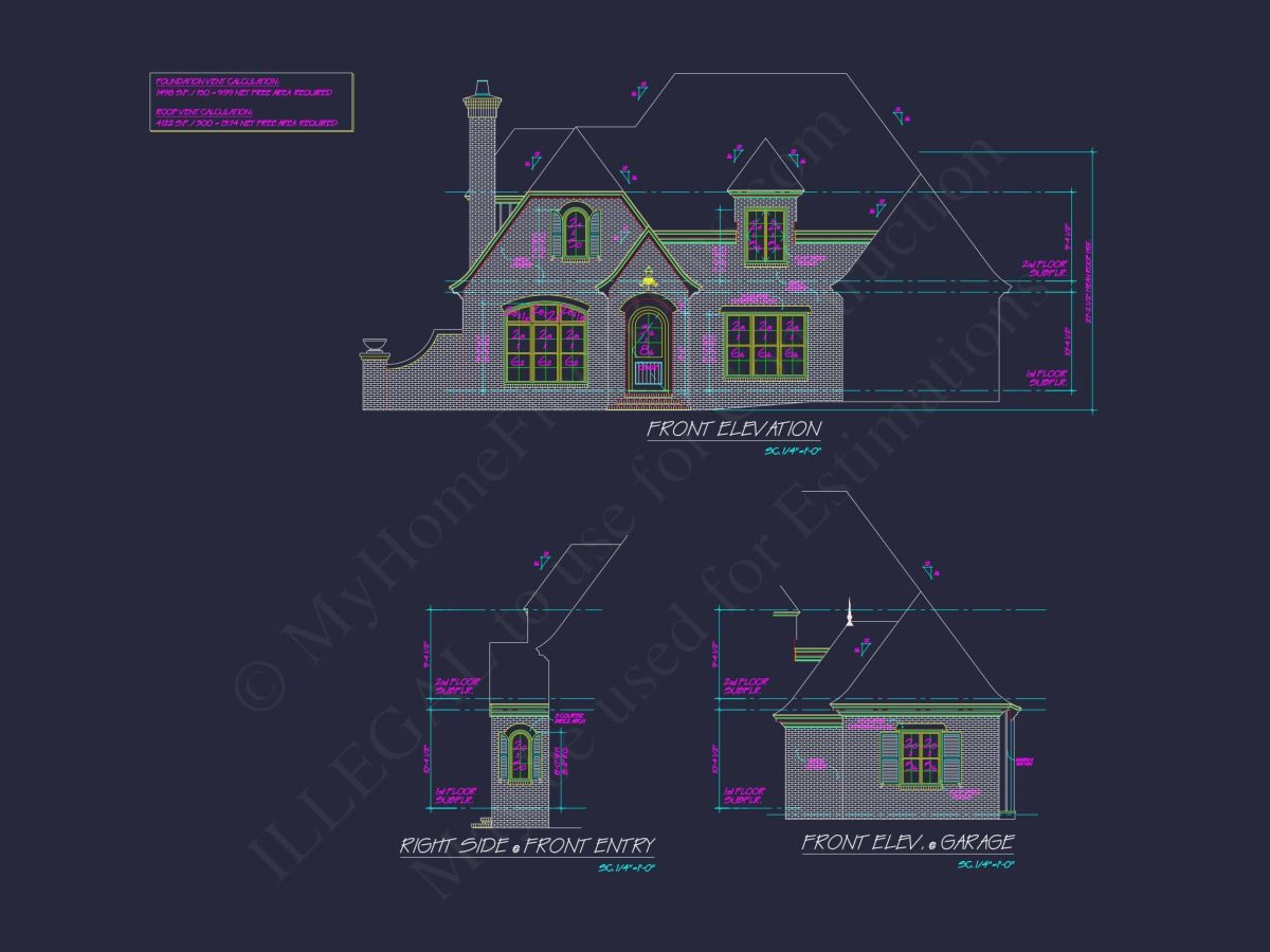 French Country house Plan with Blueprint for Modern Living