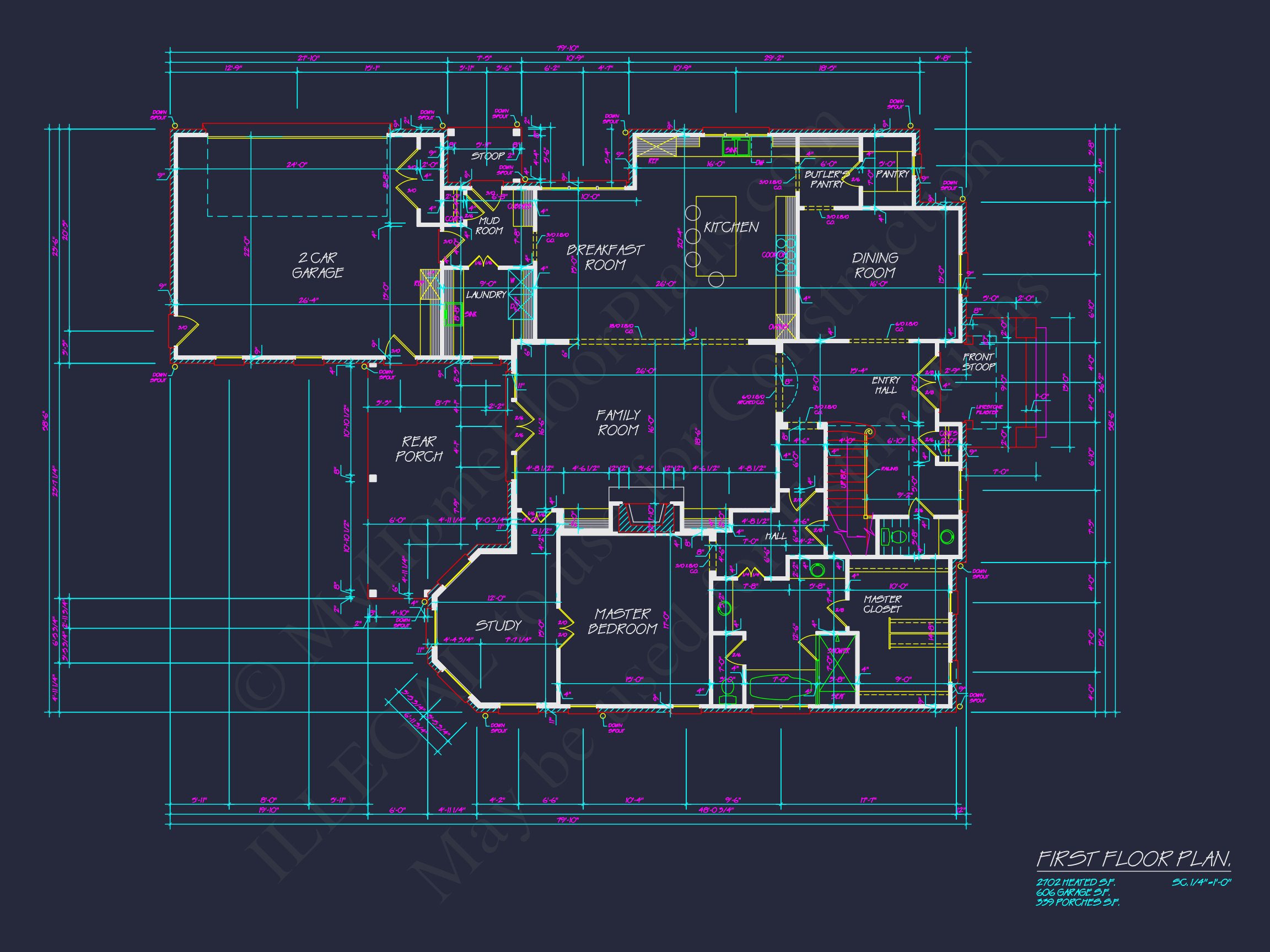 French Country house Plan with Spacious Floor Design & CAD