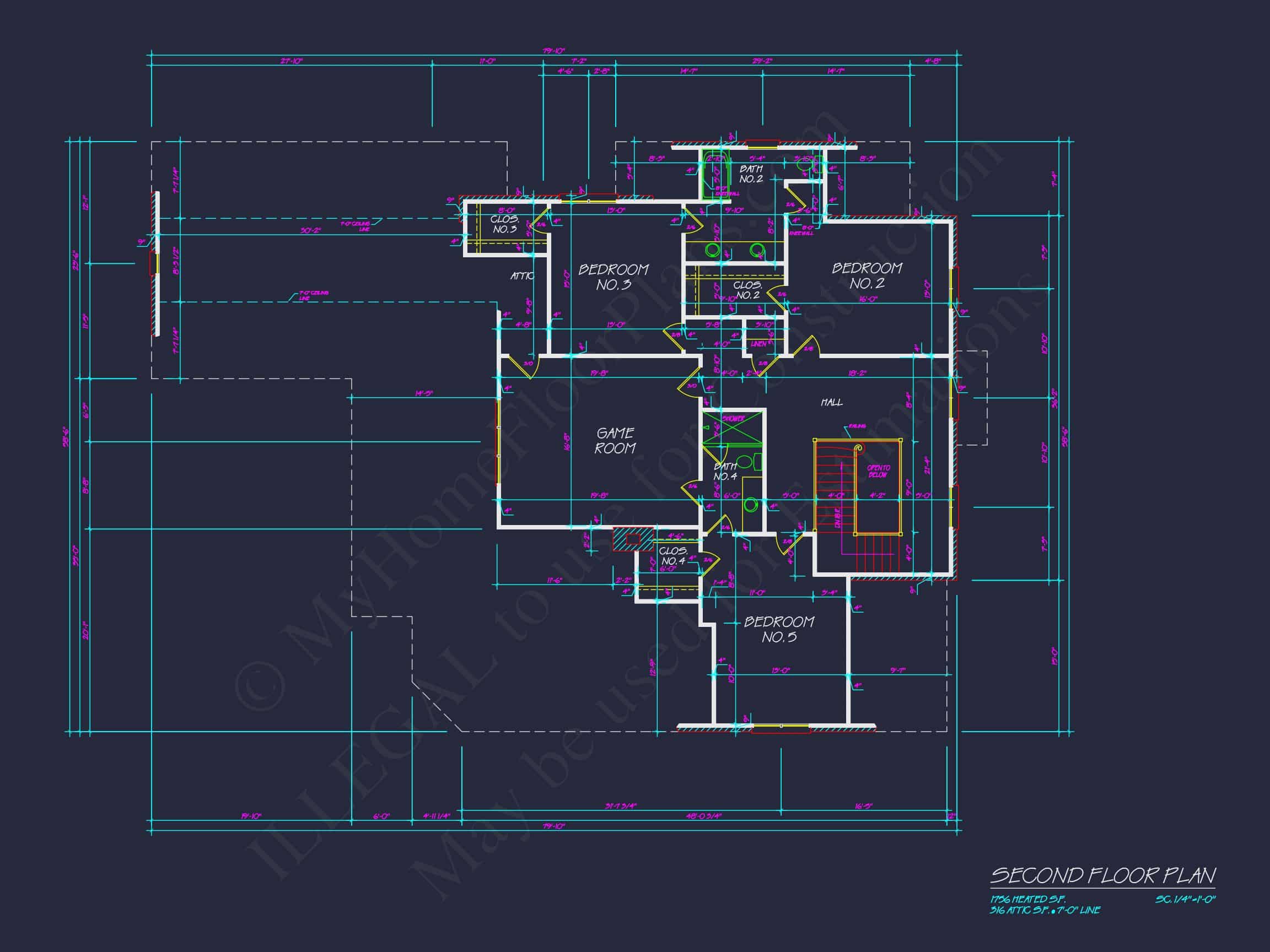 French Country house Plan with Spacious Floor Design & CAD