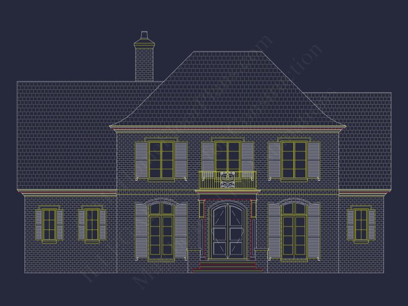French Country house Plan with Spacious Floor Design & CAD