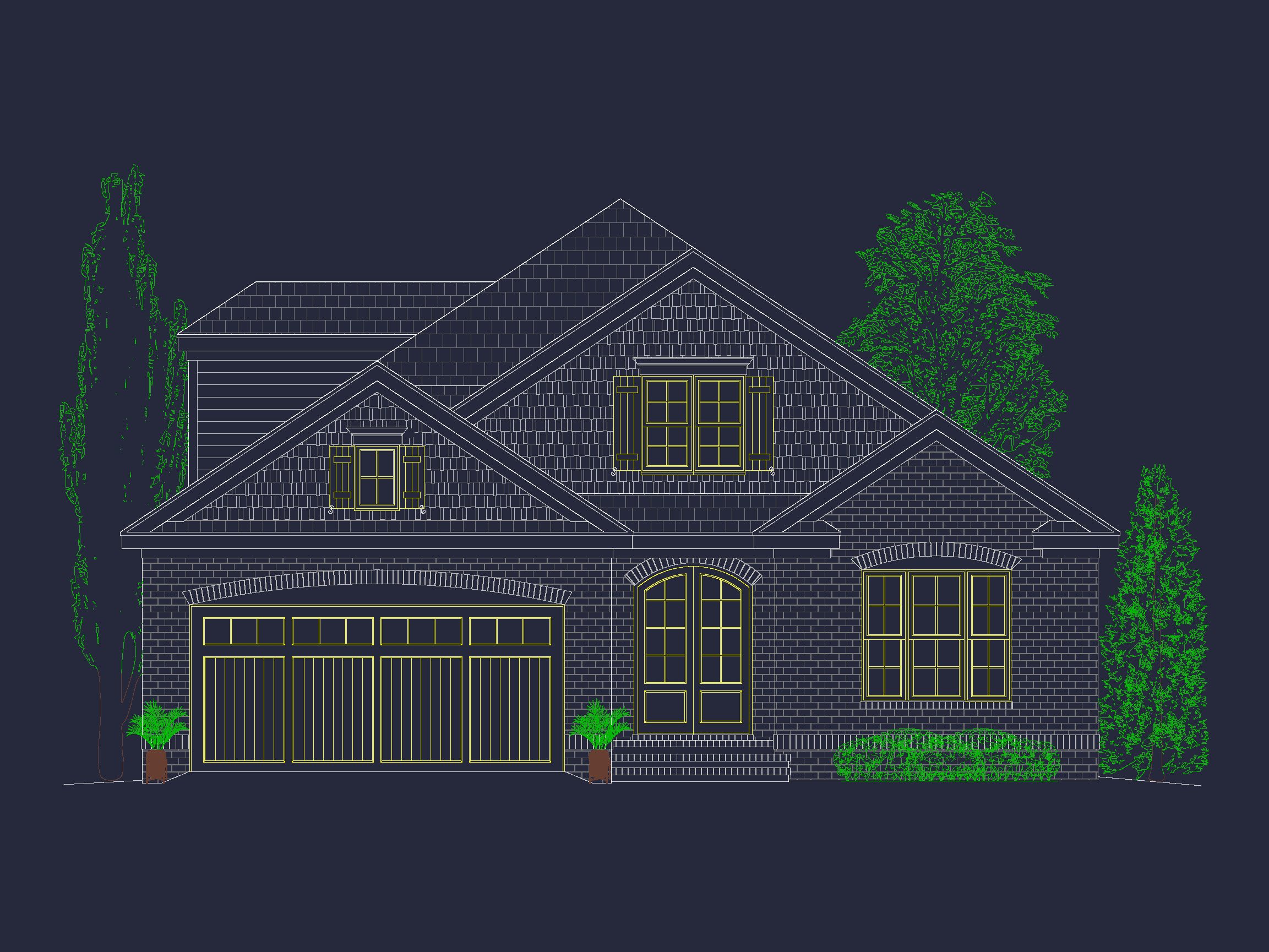 French Provincial house Plan - 1.5 Story CAD Blueprint Designs