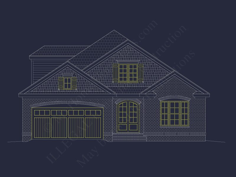 French Provincial house Plan - 1.5 Story CAD Blueprint Designs