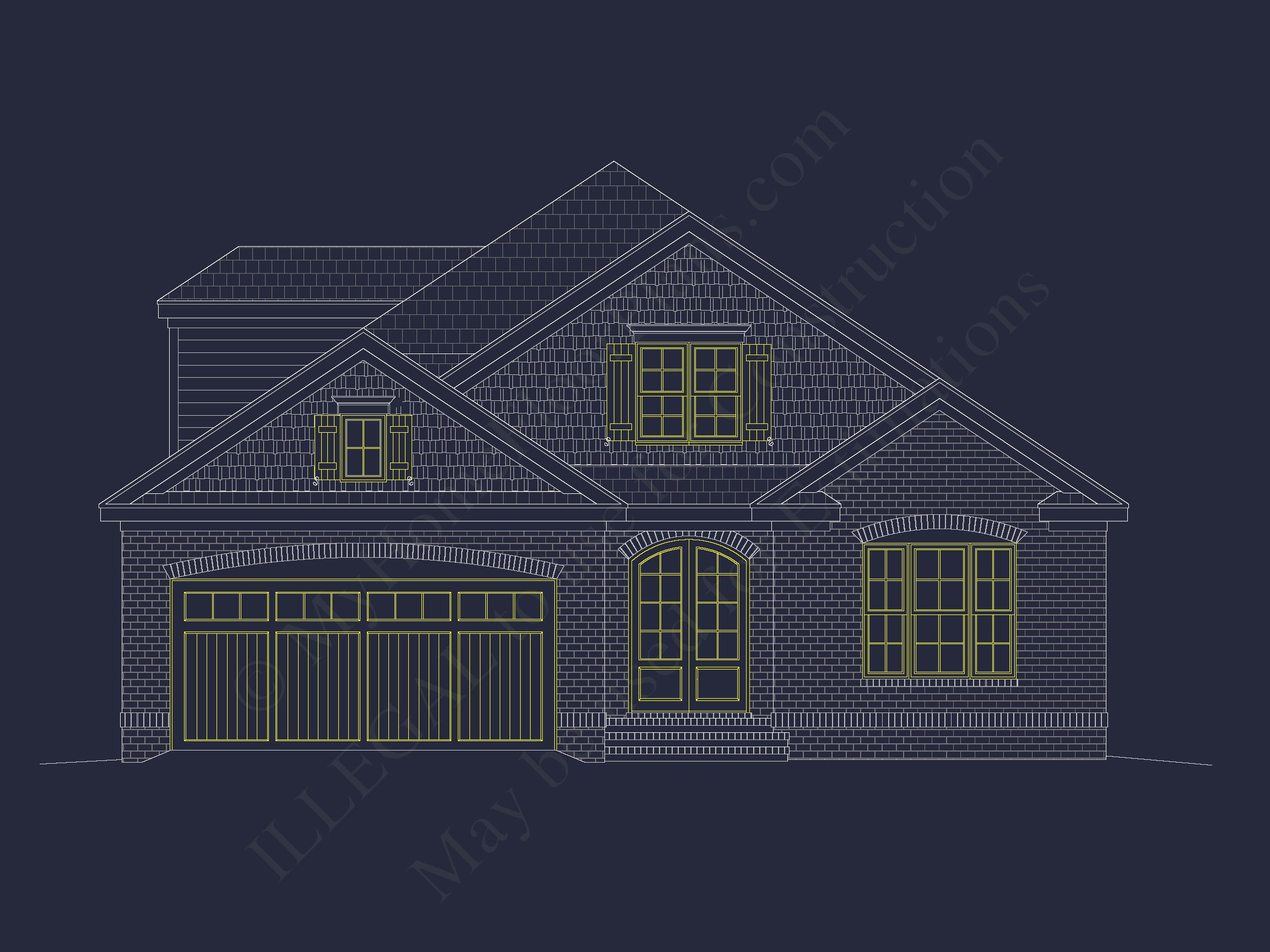 French Provincial house Plan - 1.5 Story CAD Blueprint Designs