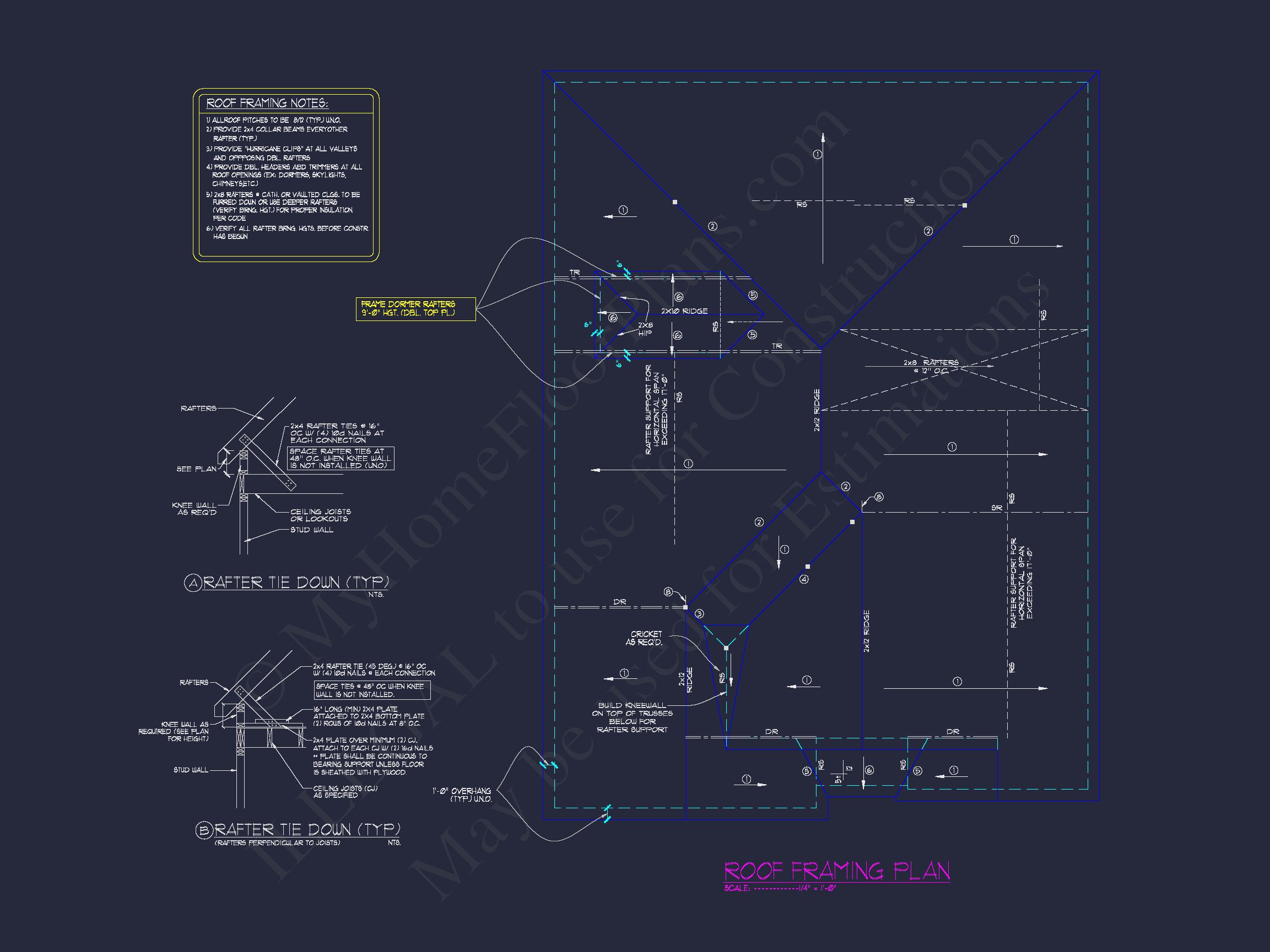 "CAD blueprint designs of a 1.5 story French Provincial house plan"