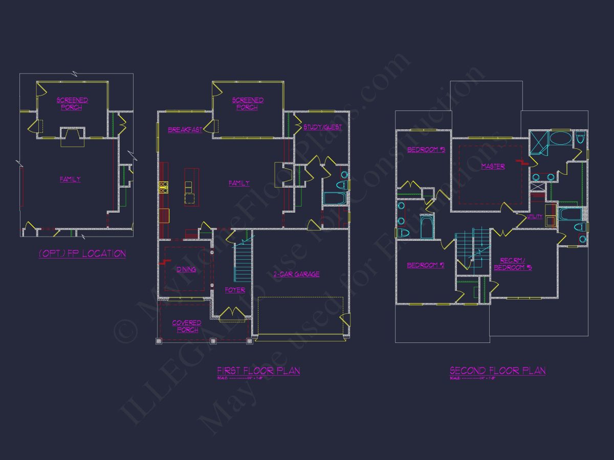Functional 5-Bedroom CAD house Plan With Bonus Features