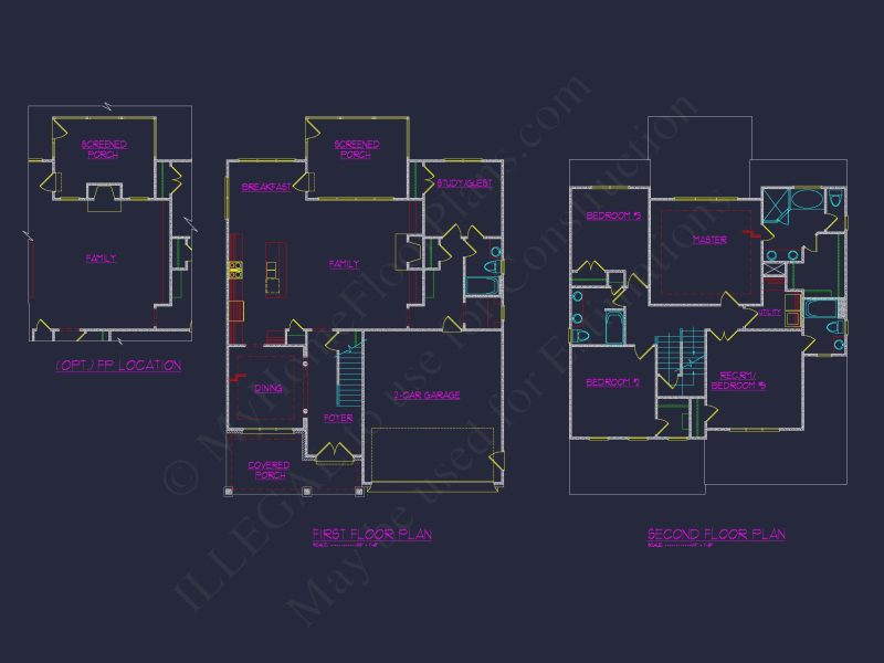 Functional 5-Bedroom CAD house Plan With Bonus Features