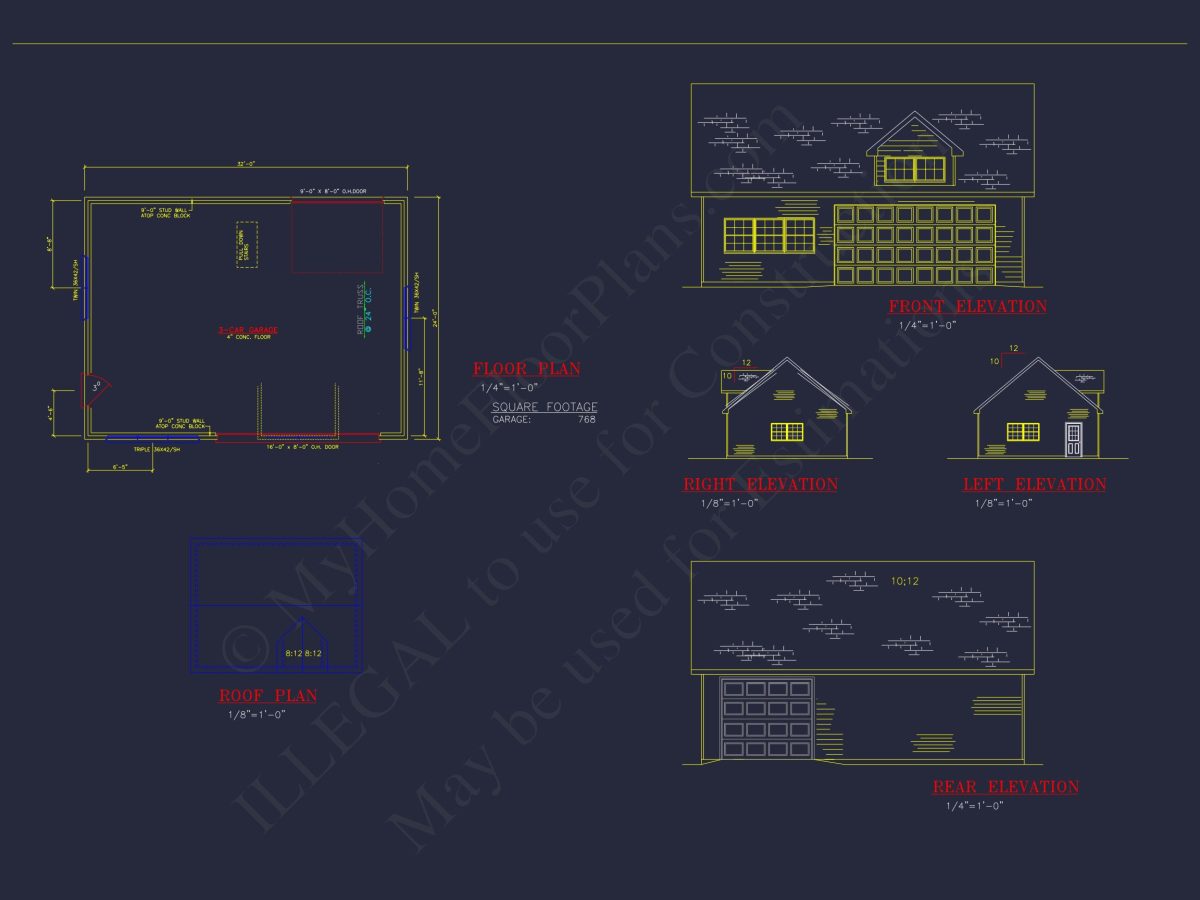 Garage Floor Plan CAD Designs with Traditional Architecture