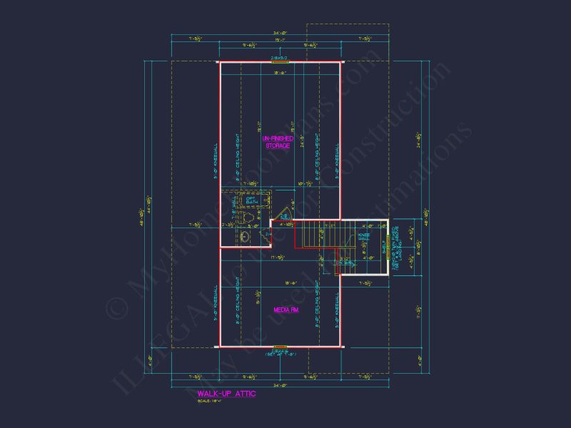 Garage Floor Plan with Blueprint for CAD Architecture Designs