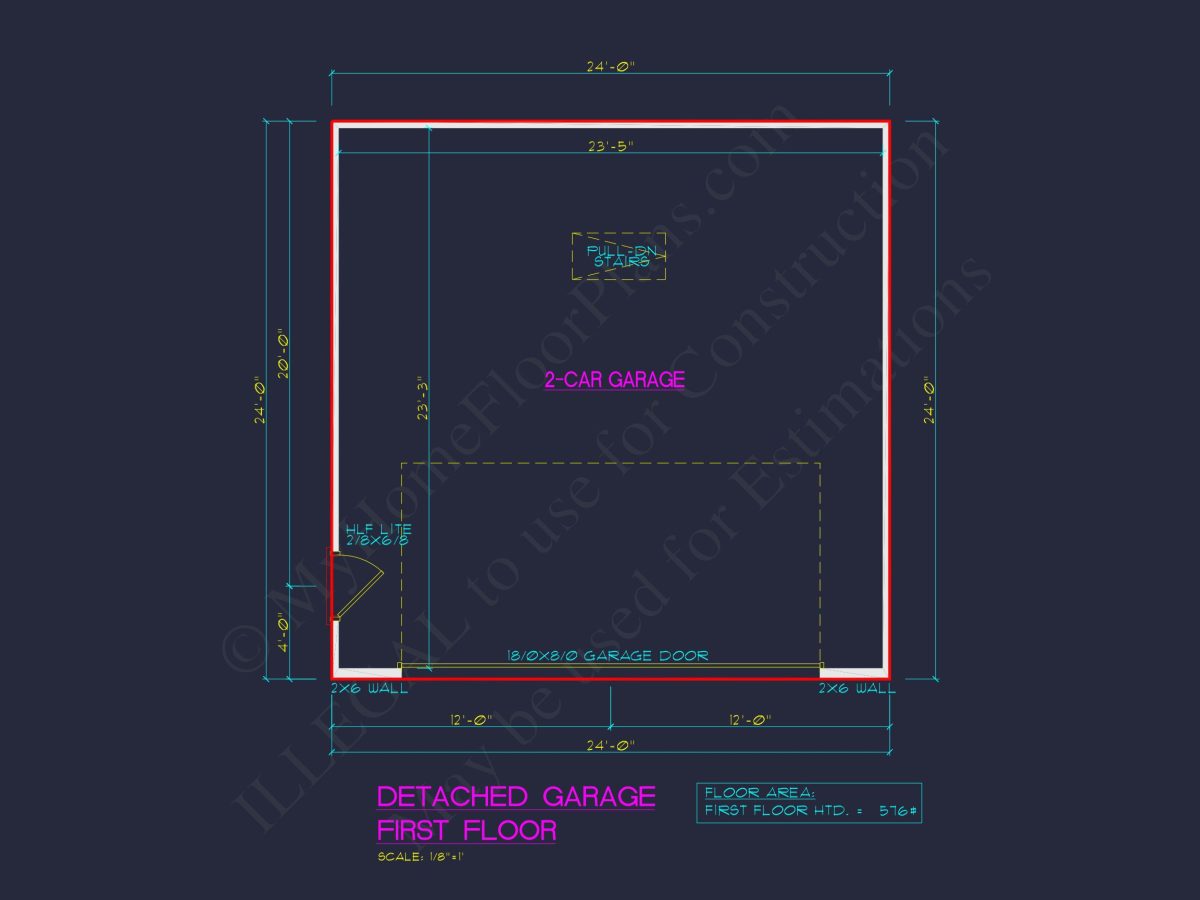 Garage Floor Plan with Blueprint for CAD Architecture Designs