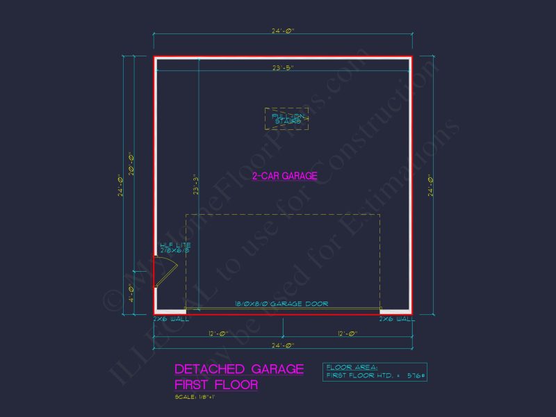 Garage Floor Plan with Blueprint for CAD Architecture Designs