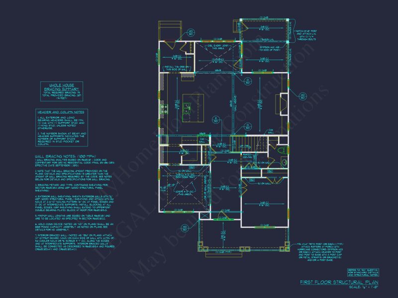 Garage Floor Plan with Blueprint for CAD Architecture Designs