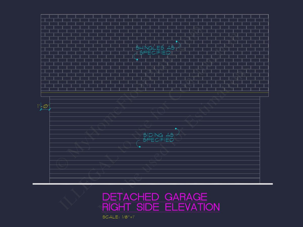 Garage Floor Plan with Blueprint for CAD Architecture Designs