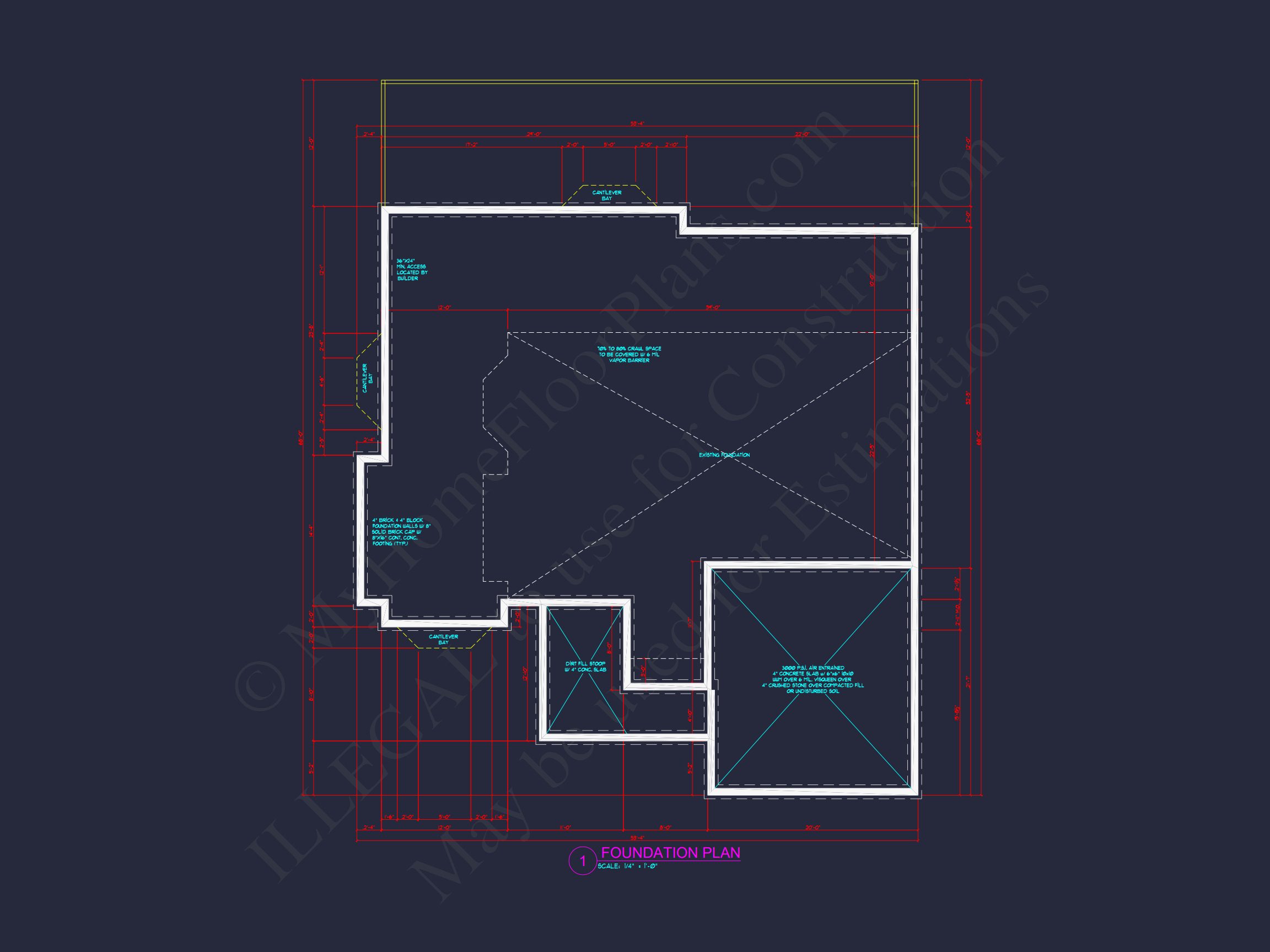 Garage & Living Space Home Plan: CAD Blueprint Designs