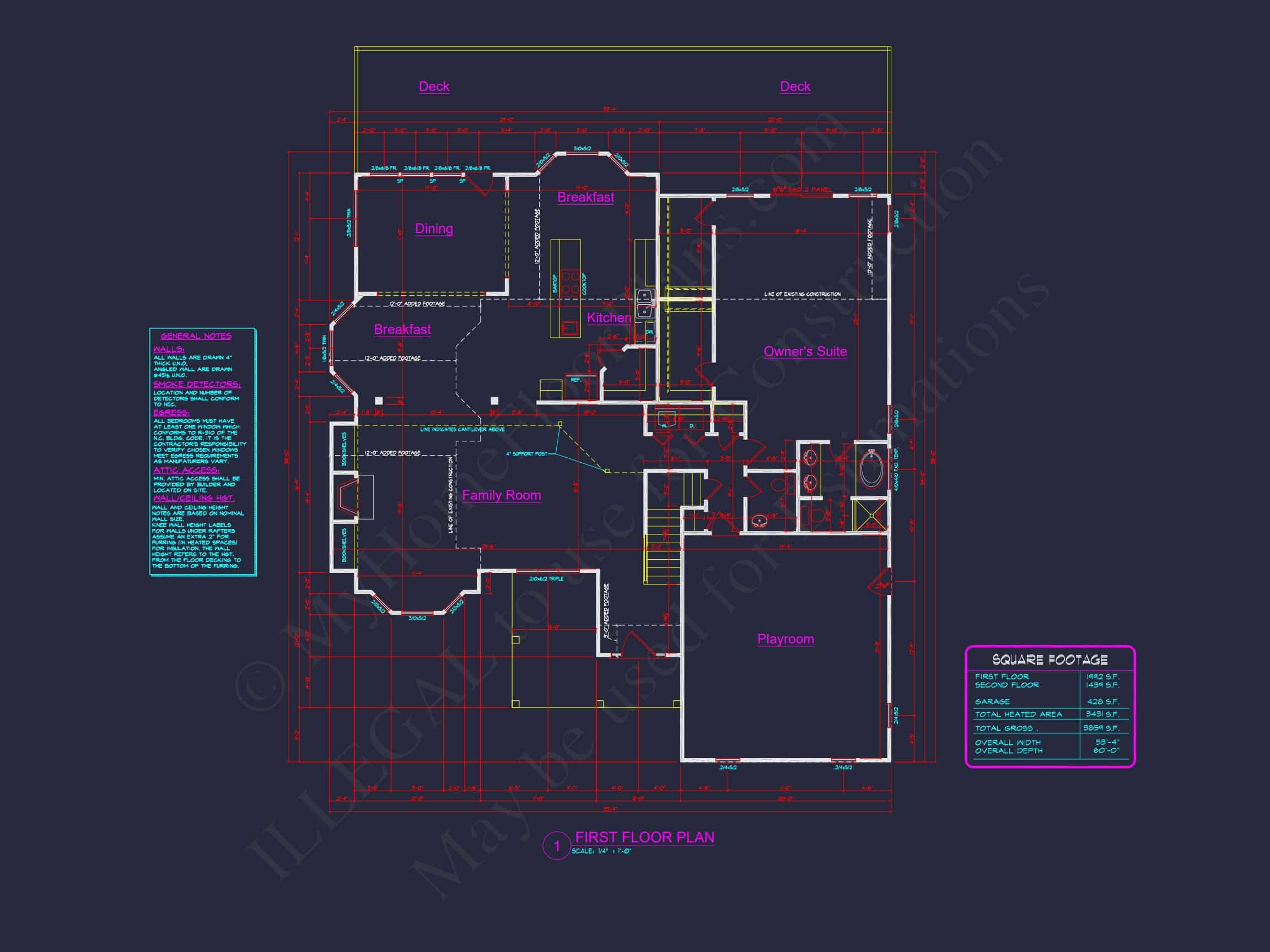 Garage & Living Space Home Plan: CAD Blueprint Designs