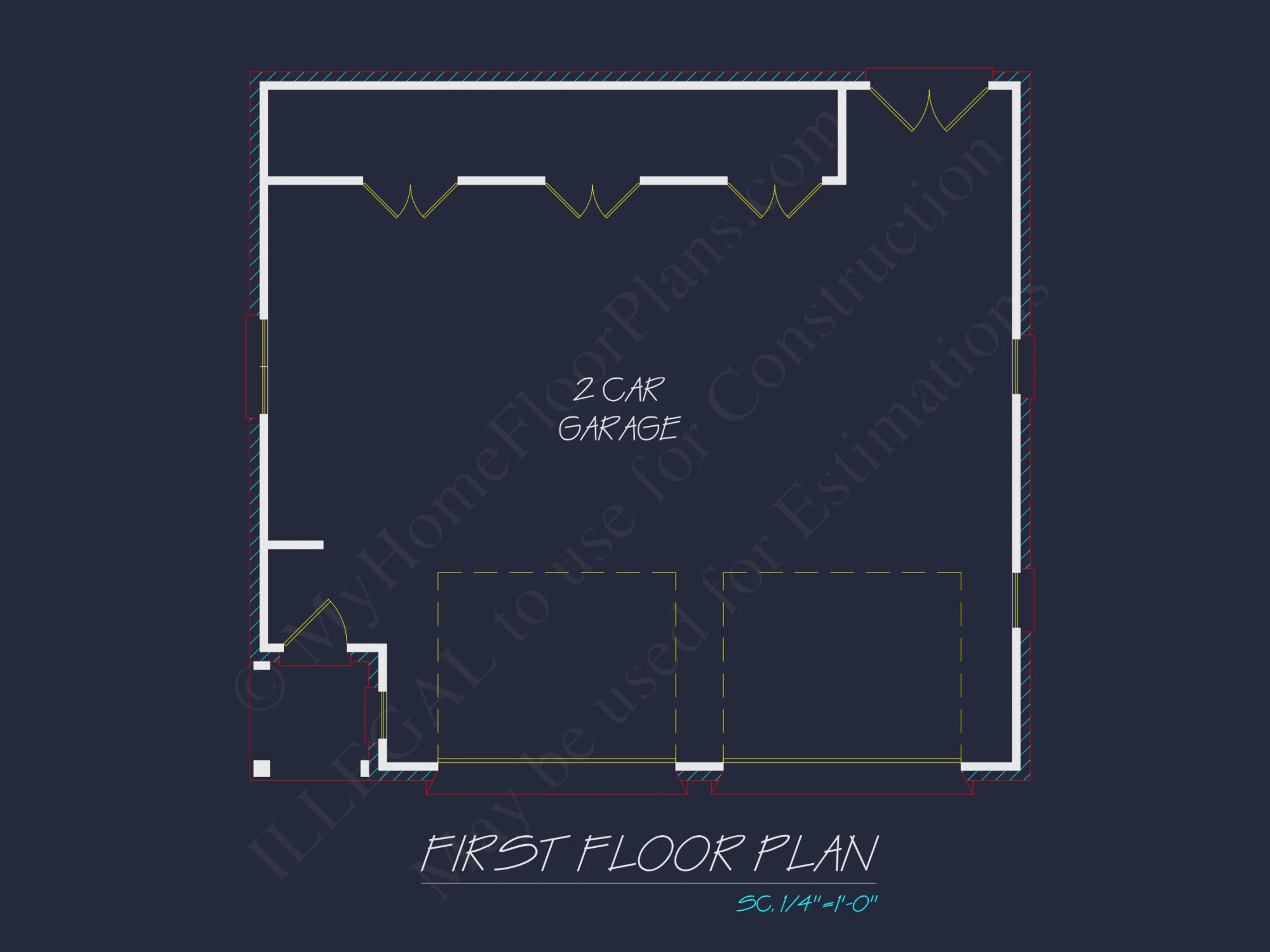 Garage with Living Space Blueprint - Functional Floor Plan Design