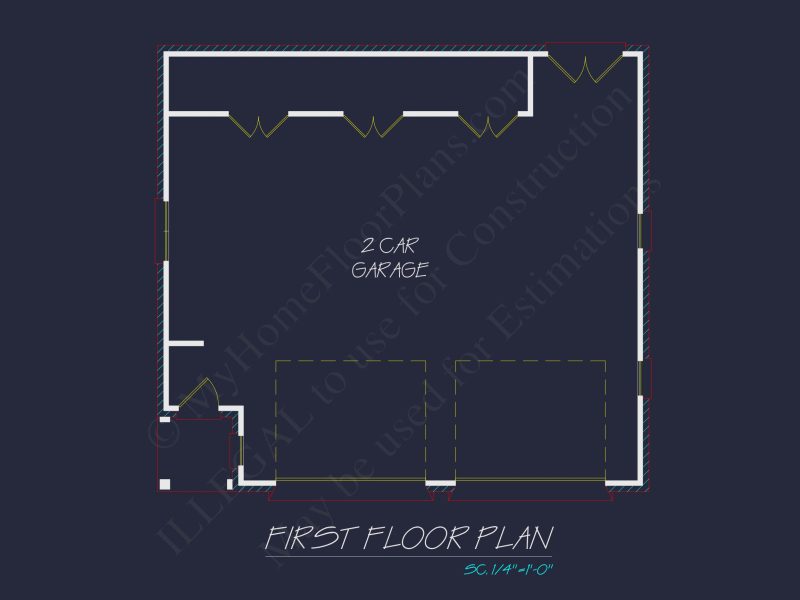 Garage with Living Space Blueprint - Functional Floor Plan Design